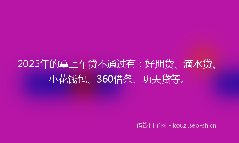 2025年的掌上车贷不通过有：好期贷、滴水贷、小花钱包、360借条、功夫贷等。