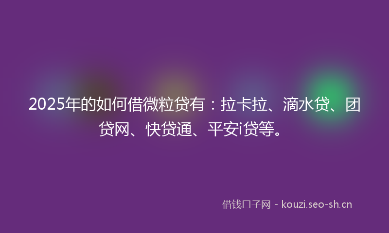 2025年的如何借微粒贷有：拉卡拉、滴水贷、团贷网、快贷通、平安i贷等。