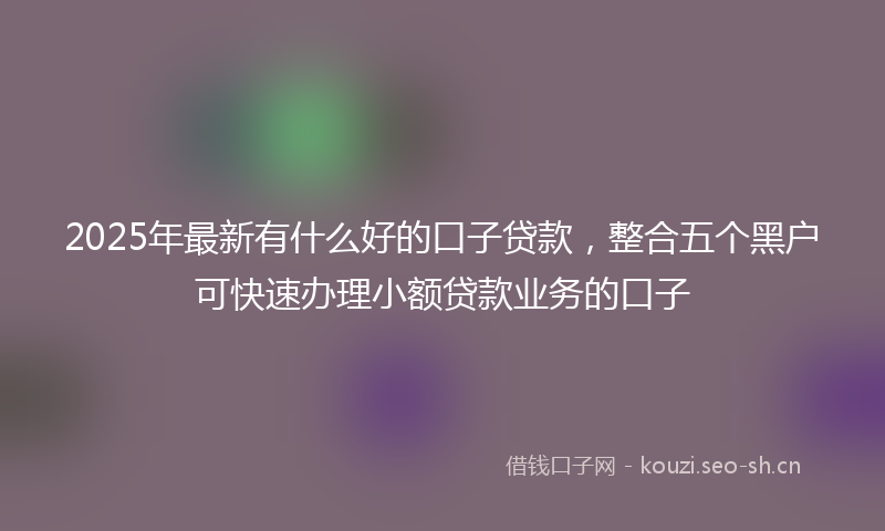 2025年最新有什么好的口子贷款，整合五个黑户可快速办理小额贷款业务的口子