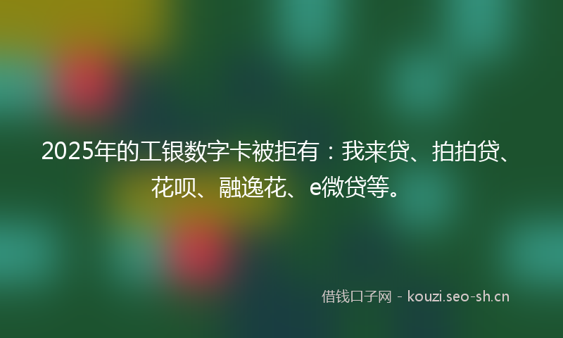 2025年的工银数字卡被拒有：我来贷、拍拍贷、花呗、融逸花、e微贷等。