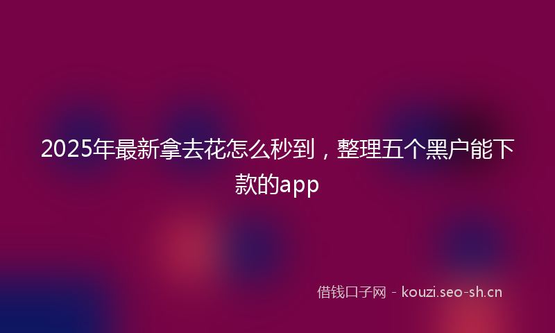 2025年最新拿去花怎么秒到，整理五个黑户能下款的app