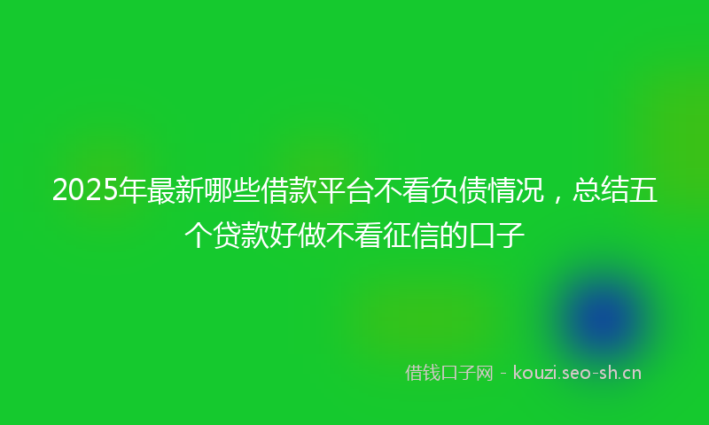 2025年最新哪些借款平台不看负债情况，总结五个贷款好做不看征信的口子