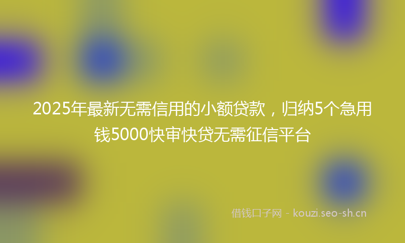 2025年最新无需信用的小额贷款，归纳5个急用钱5000快审快贷无需征信平台