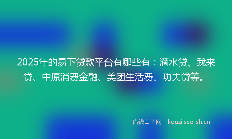 2025年的易下贷款平台有哪些有：滴水贷、我来贷、中原消费金融、美团生活费、功夫贷等。