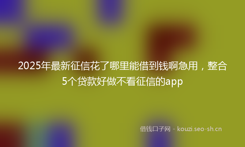 2025年最新征信花了哪里能借到钱啊急用，整合5个贷款好做不看征信的app
