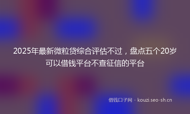 2025年最新微粒贷综合评估不过，盘点五个20岁可以借钱平台不查征信的平台