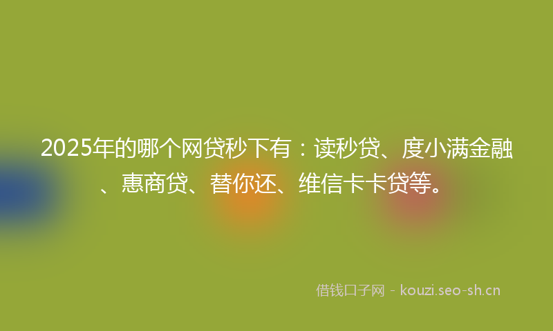 2025年的哪个网贷秒下有：读秒贷、度小满金融、惠商贷、替你还、维信卡卡贷等。