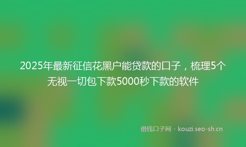 2025年最新征信花黑户能贷款的口子，梳理5个无视一切包下款5000秒下款的软件