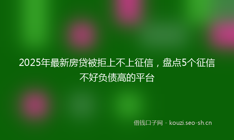 2025年最新房贷被拒上不上征信，盘点5个征信不好负债高的平台