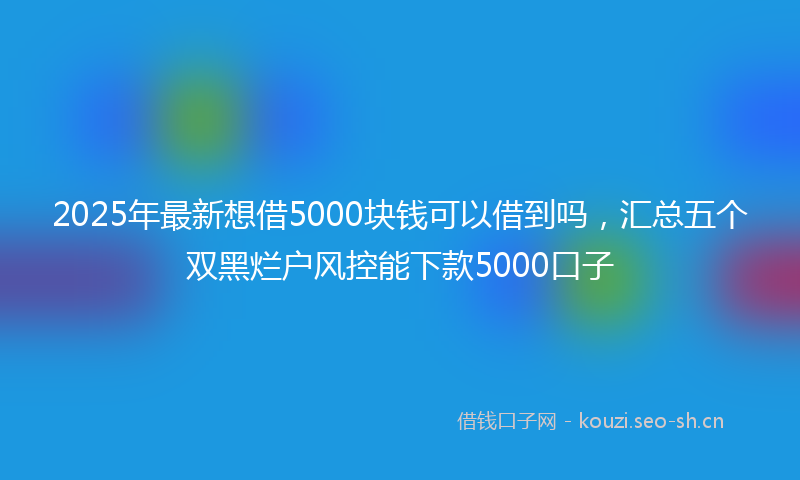 2025年最新想借5000块钱可以借到吗，汇总五个双黑烂户风控能下款5000口子