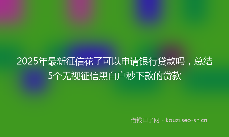 2025年最新征信花了可以申请银行贷款吗，总结5个无视征信黑白户秒下款的贷款