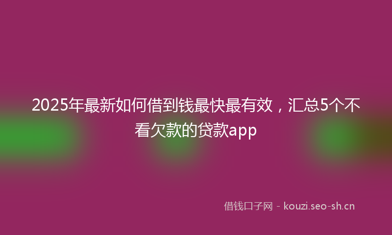 2025年最新如何借到钱最快最有效，汇总5个不看欠款的贷款app