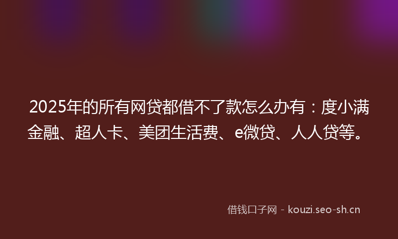 2025年的所有网贷都借不了款怎么办有：度小满金融、超人卡、美团生活费、e微贷、人人贷等。