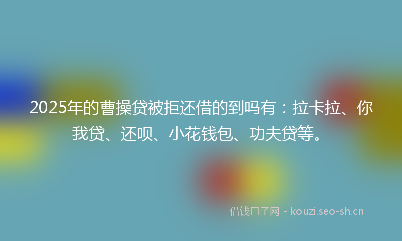 2025年的曹操贷被拒还借的到吗有：拉卡拉、你我贷、还呗、小花钱包、功夫贷等。