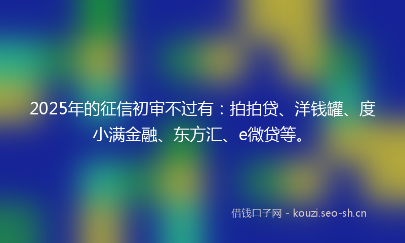 2025年的征信初审不过有：拍拍贷、洋钱罐、度小满金融、东方汇、e微贷等。