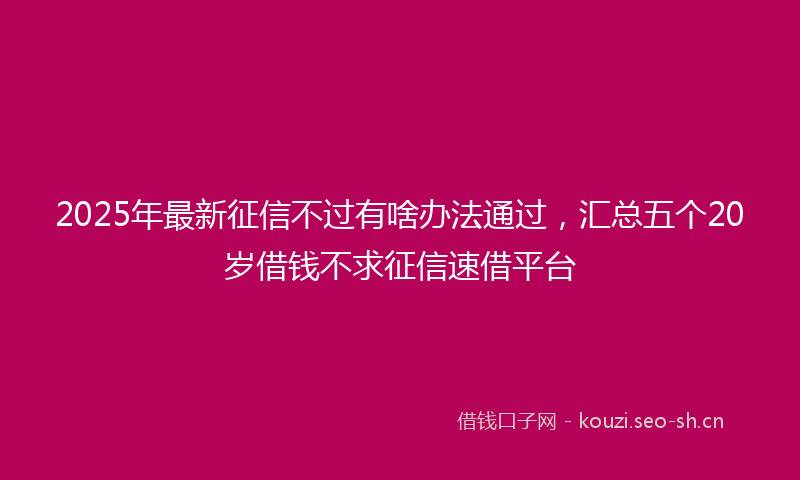 2025年最新征信不过有啥办法通过，汇总五个20岁借钱不求征信速借平台