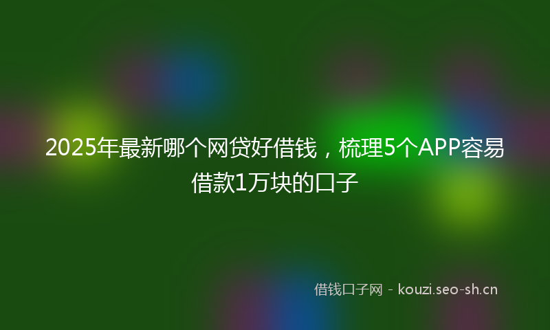 2025年最新哪个网贷好借钱,梳理5个APP容易借款1万块的口子