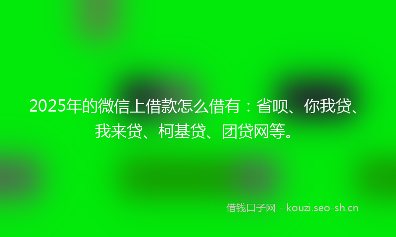 2025年的微信上借款怎么借有：省呗、你我贷、我来贷、柯基贷、团贷网等。