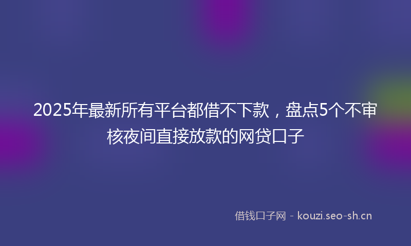 2025年最新所有平台都借不下款，盘点5个不审核夜间直接放款的网贷口子