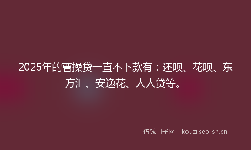 2025年的曹操贷一直不下款有：还呗、花呗、东方汇、安逸花、人人贷等。