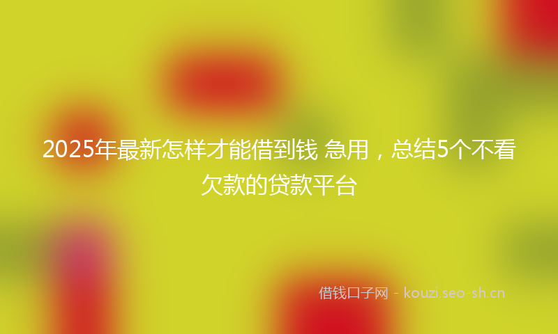 2025年最新怎样才能借到钱 急用，总结5个不看欠款的贷款平台