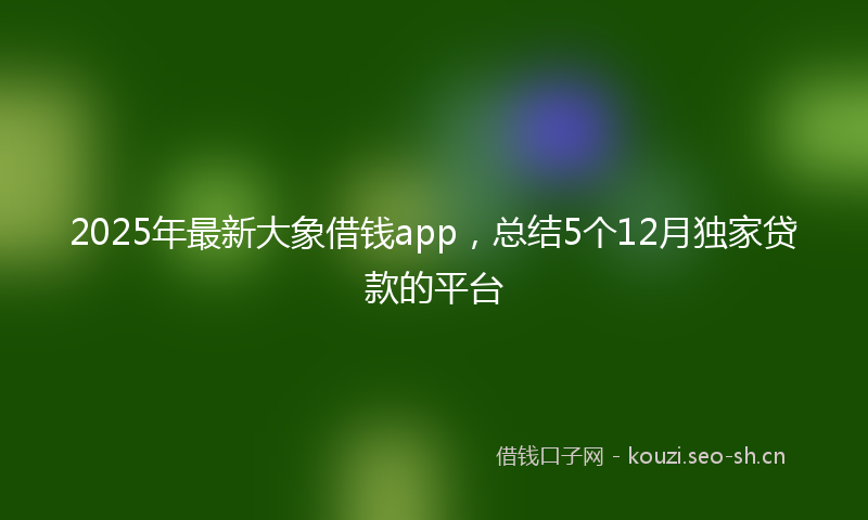 2025年最新大象借钱app，总结5个12月独家贷款的平台