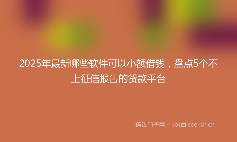 2025年最新哪些软件可以小额借钱，盘点5个不上征信报告的贷款平台
