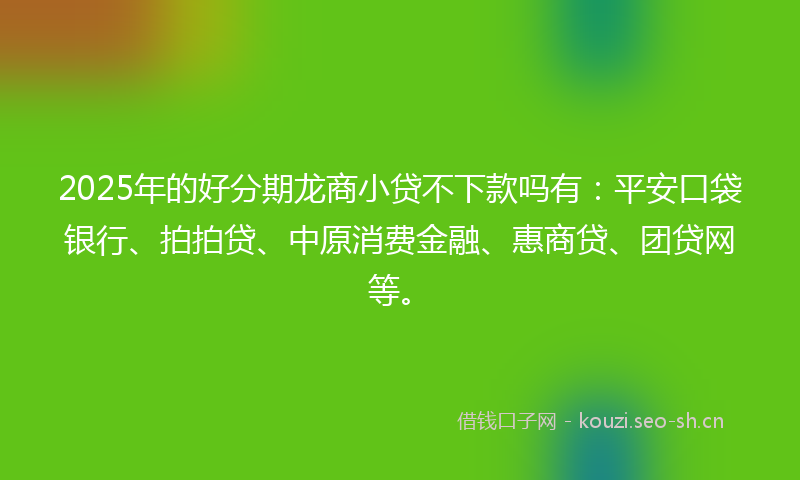 2025年的好分期龙商小贷不下款吗有：平安口袋银行、拍拍贷、中原消费金融、惠商贷、团贷网等。