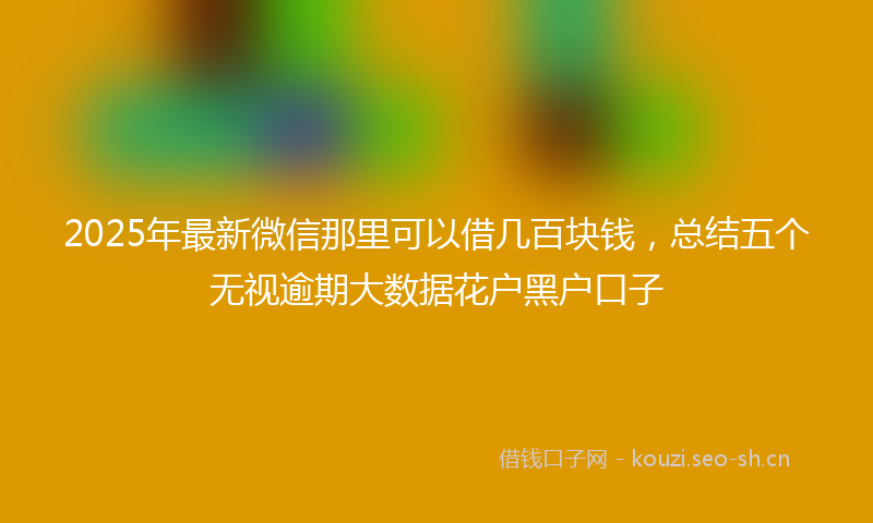 2025年最新微信那里可以借几百块钱，总结五个无视逾期大数据花户黑户口子