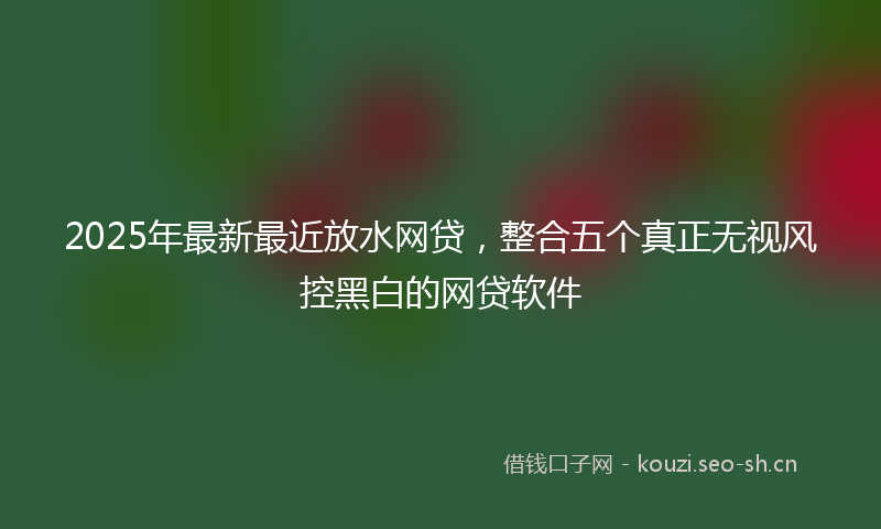 2025年最新最近放水网贷，整合五个真正无视风控黑白的网贷软件