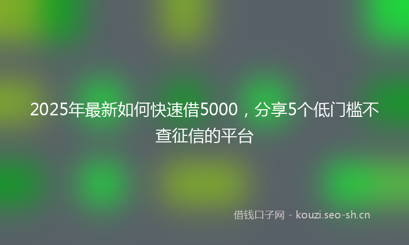 2025年最新如何快速借5000，分享5个低门槛不查征信的平台