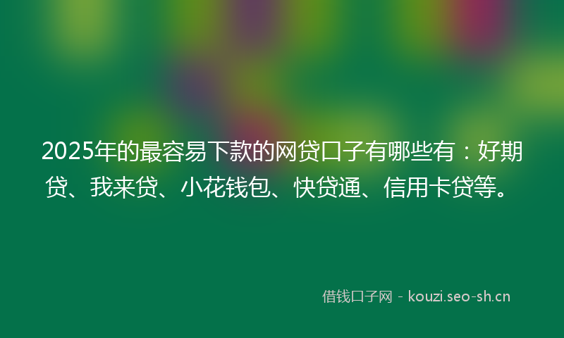 2025年的最容易下款的网贷口子有哪些有：好期贷、我来贷、小花钱包、快贷通、信用卡贷等。