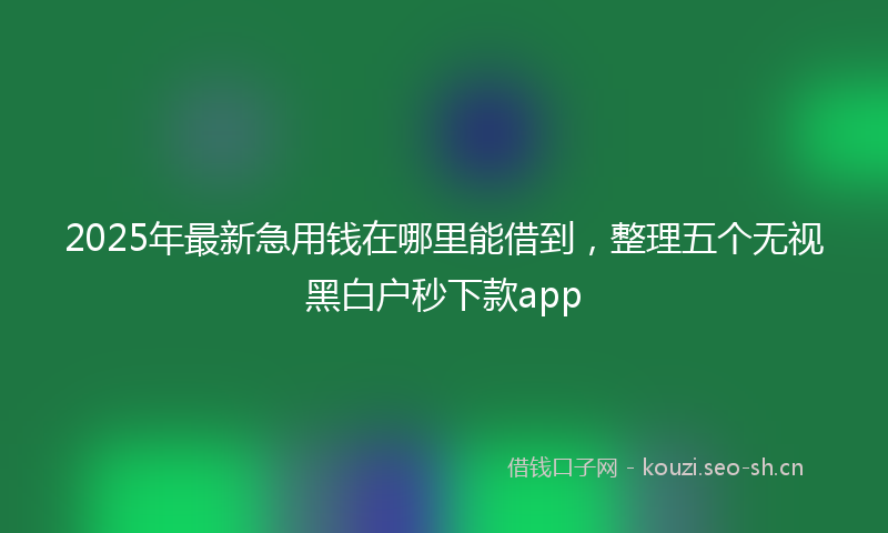 2025年最新急用钱在哪里能借到，整理五个无视黑白户秒下款app