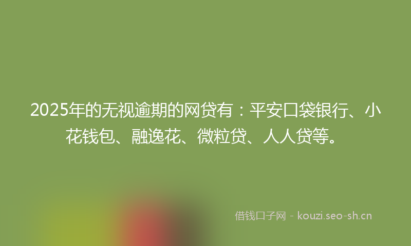 2025年的无视逾期的网贷有：平安口袋银行、小花钱包、融逸花、微粒贷、人人贷等。