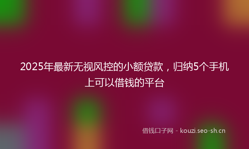 2025年最新无视风控的小额贷款，归纳5个手机上可以借钱的平台