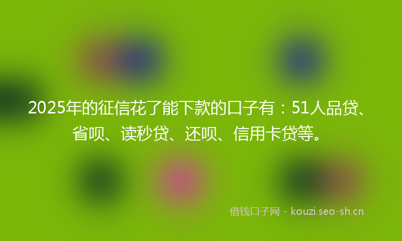 2025年的征信花了能下款的口子有：51人品贷、省呗、读秒贷、还呗、信用卡贷等。