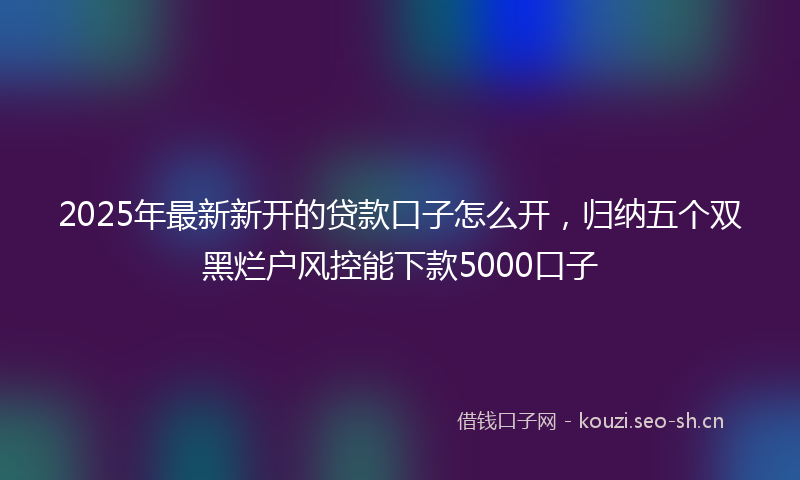 2025年最新新开的贷款口子怎么开，归纳五个双黑烂户风控能下款5000口子