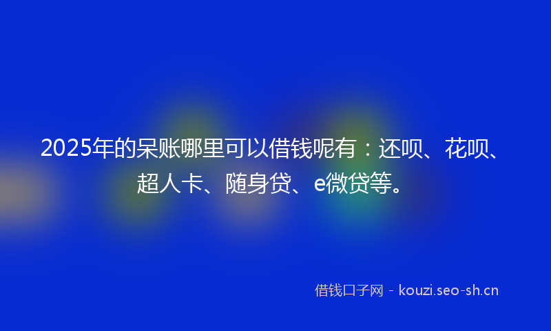 2025年的呆账哪里可以借钱呢有：还呗、花呗、超人卡、随身贷、e微贷等。