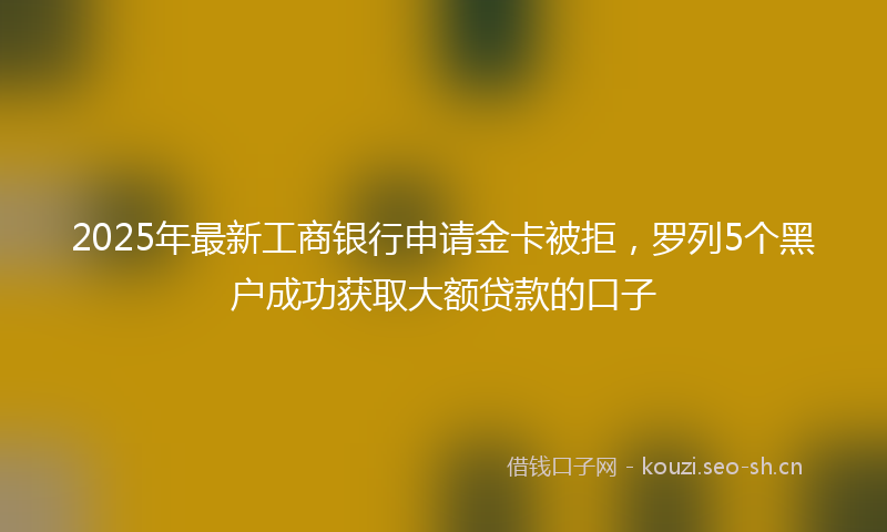 2025年最新工商银行申请金卡被拒，罗列5个黑户成功获取大额贷款的口子