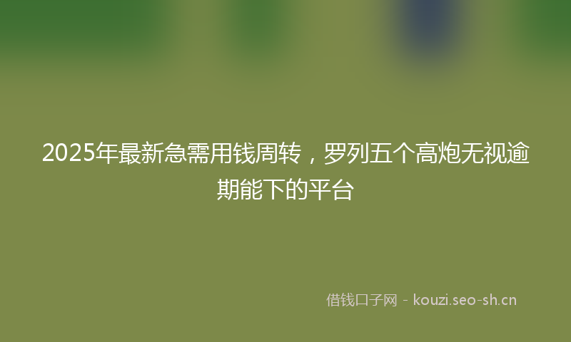 2025年最新急需用钱周转，罗列五个高炮无视逾期能下的平台