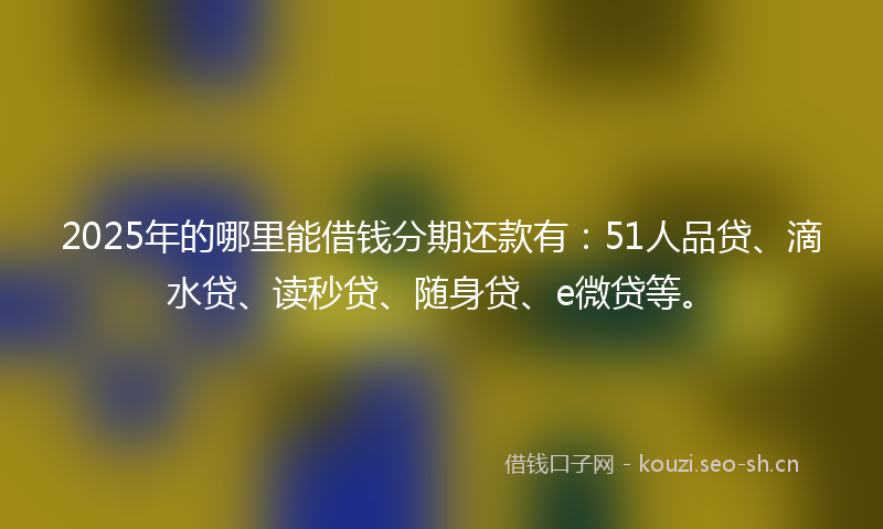 2025年的哪里能借钱分期还款有：51人品贷、滴水贷、读秒贷、随身贷、e微贷等。