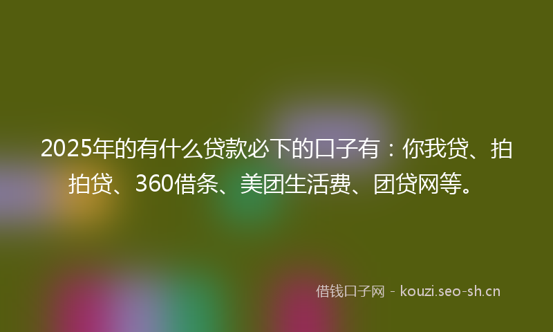 2025年的有什么贷款必下的口子有：你我贷、拍拍贷、360借条、美团生活费、团贷网等。