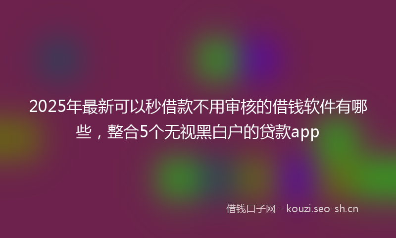 2025年最新可以秒借款不用审核的借钱软件有哪些，整合5个无视黑白户的贷款app
