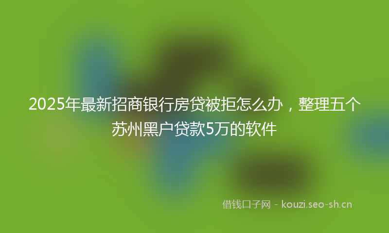 2025年最新招商银行房贷被拒怎么办，整理五个苏州黑户贷款5万的软件