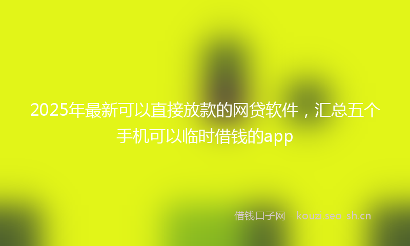 2025年最新可以直接放款的网贷软件，汇总五个手机可以临时借钱的app