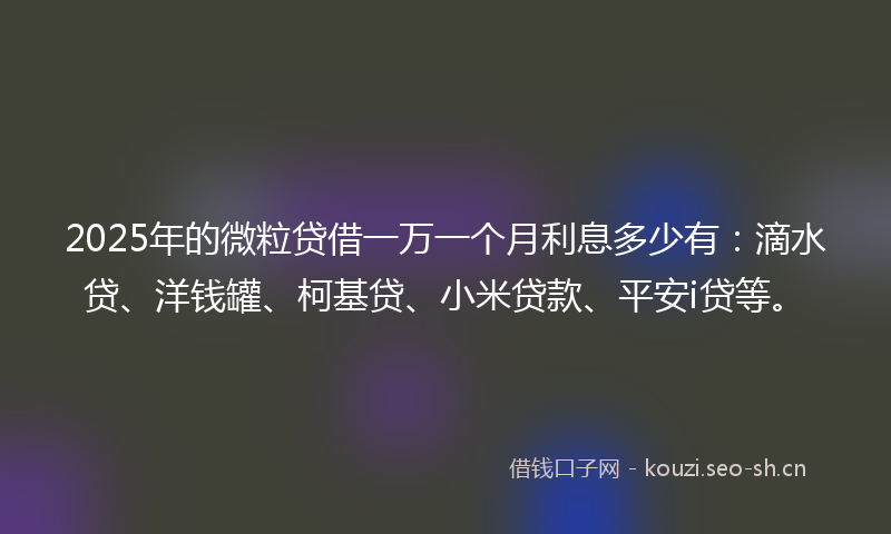 2025年的微粒贷借一万一个月利息多少有：滴水贷、洋钱罐、柯基贷、小米贷款、平安i贷等。