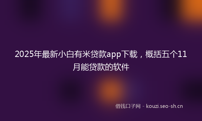 2025年最新小白有米贷款app下载，概括五个11月能贷款的软件