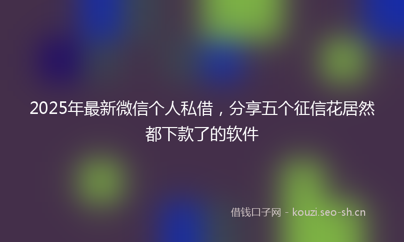 2025年最新微信个人私借，分享五个征信花居然都下款了的软件