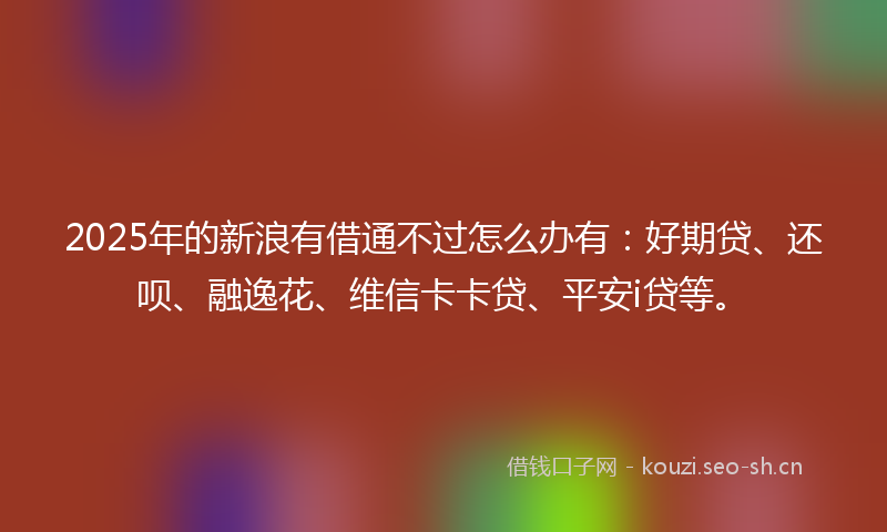 2025年的新浪有借通不过怎么办有：好期贷、还呗、融逸花、维信卡卡贷、平安i贷等。