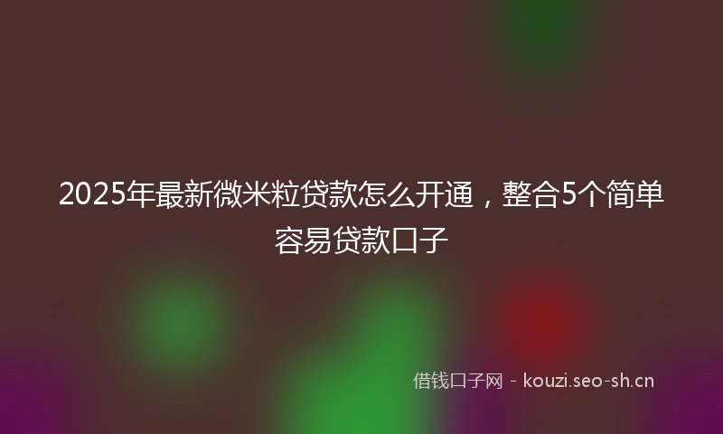 2025年最新微米粒贷款怎么开通，整合5个简单容易贷款口子